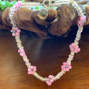 Boho Happy Daisy Bracelet-LitePink+Clear